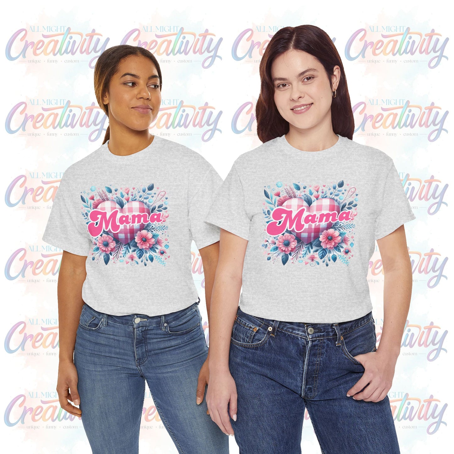 Floral Checkered Mama Shirt, Cute Mama Tee