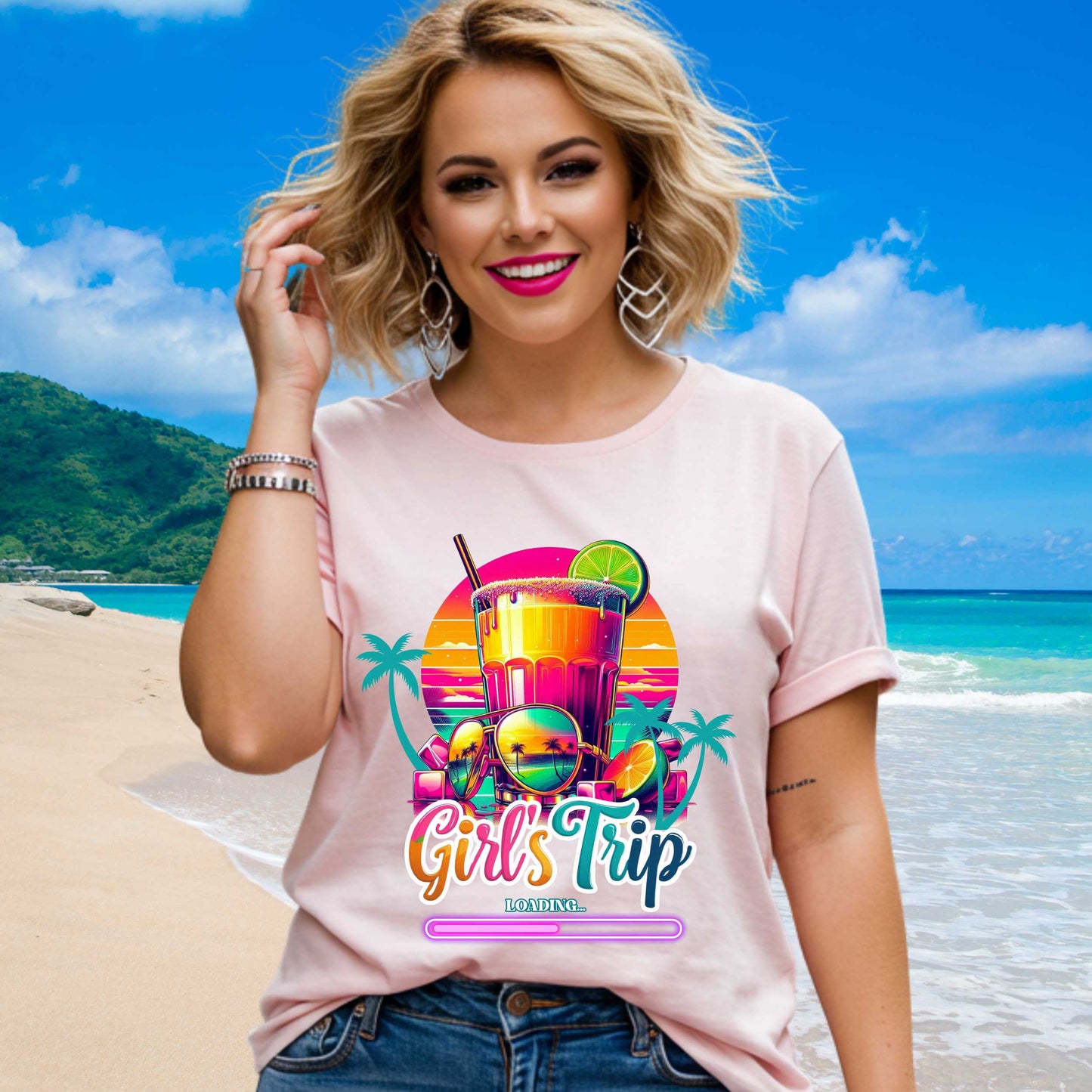 Girls Trip Loading Matching Group Photo Shirts for Cruises, Bachelorette Parties, & Weekend Trips