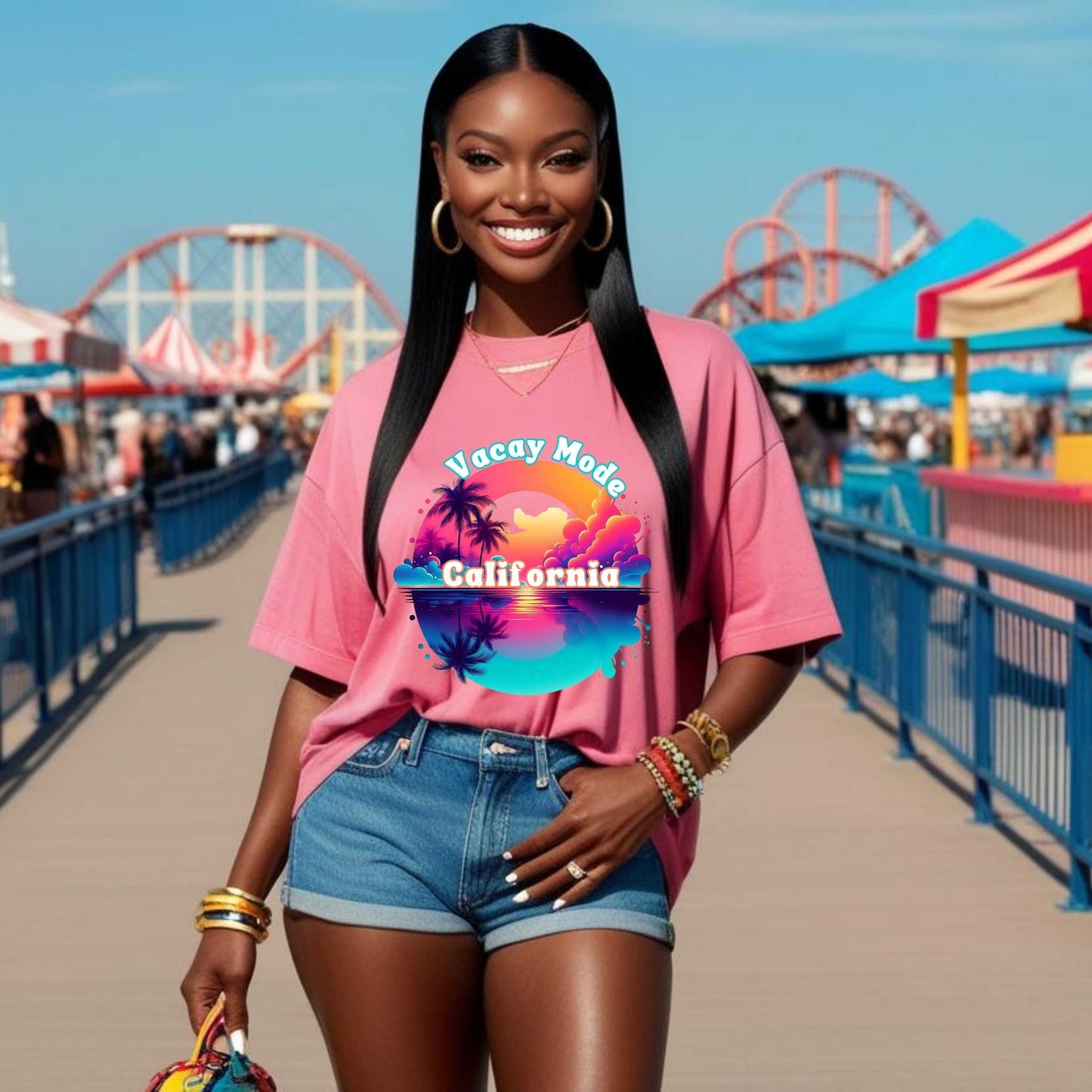 Vacay Mode California Sunset Softstyle T-Shirt - Beach Lover Gift