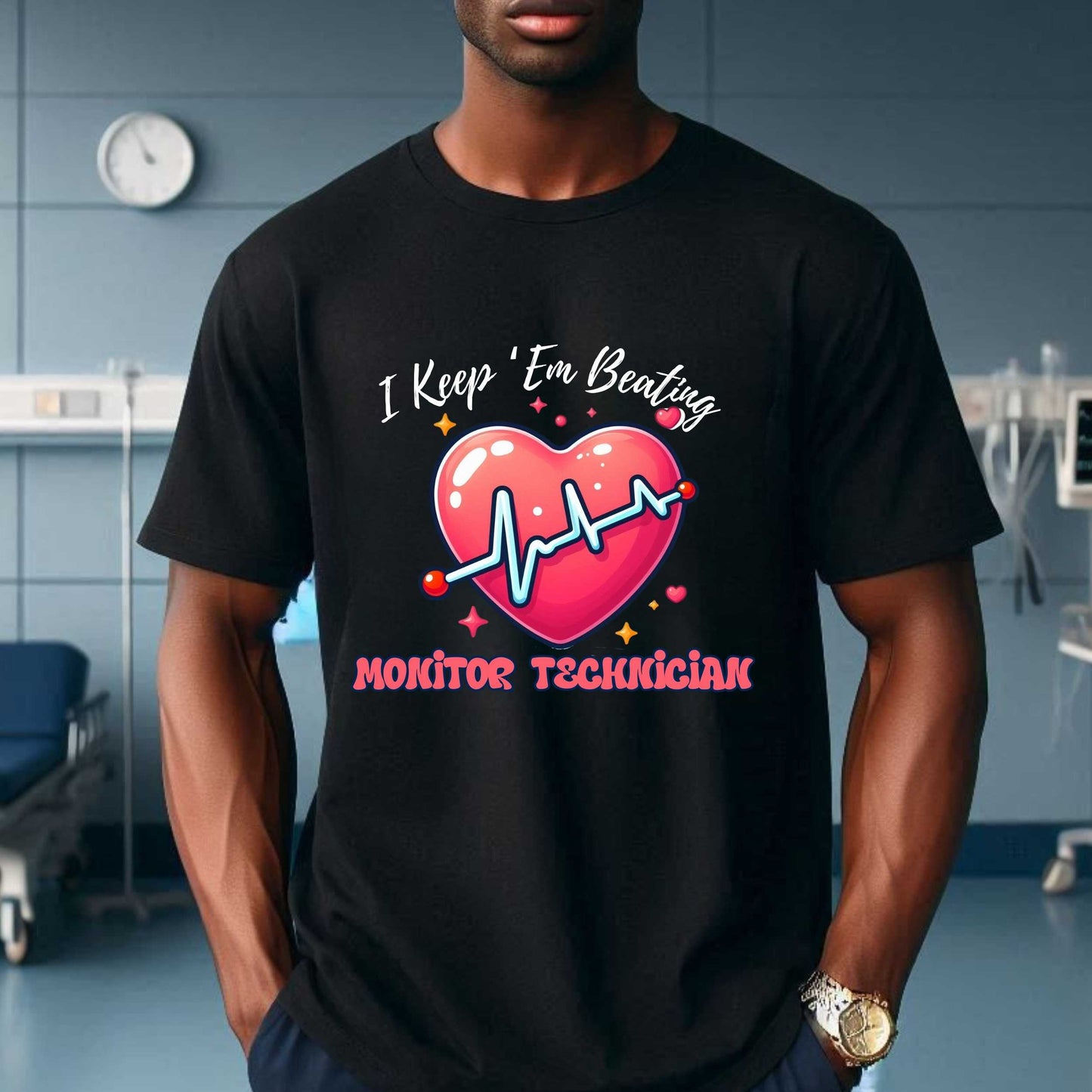 Monitor Tech Heartbeat Unisex Tee, Perfect for Healthcare Workers, Med/Surg/Tele Staff Shirt