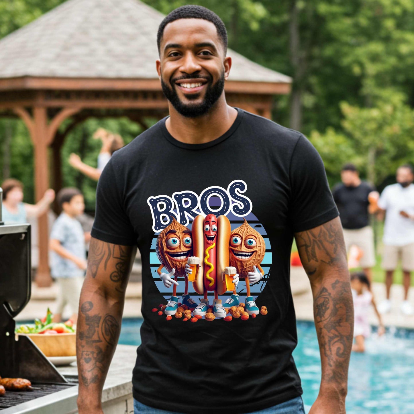 Funny BROS Sarcastic Hot Dog BBQ Unisex Softstyle T-Shirt, Inappropriate Adult Humor Tee