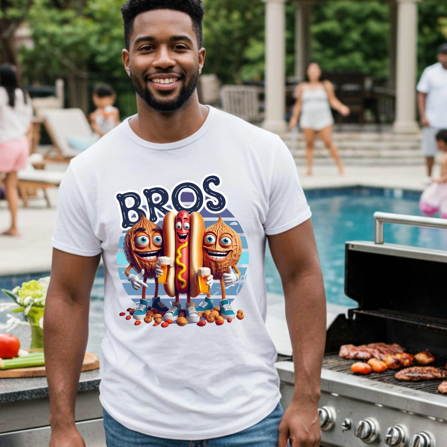 Funny BROS Sarcastic Hot Dog BBQ Unisex Softstyle T-Shirt, Inappropriate Adult Humor Tee