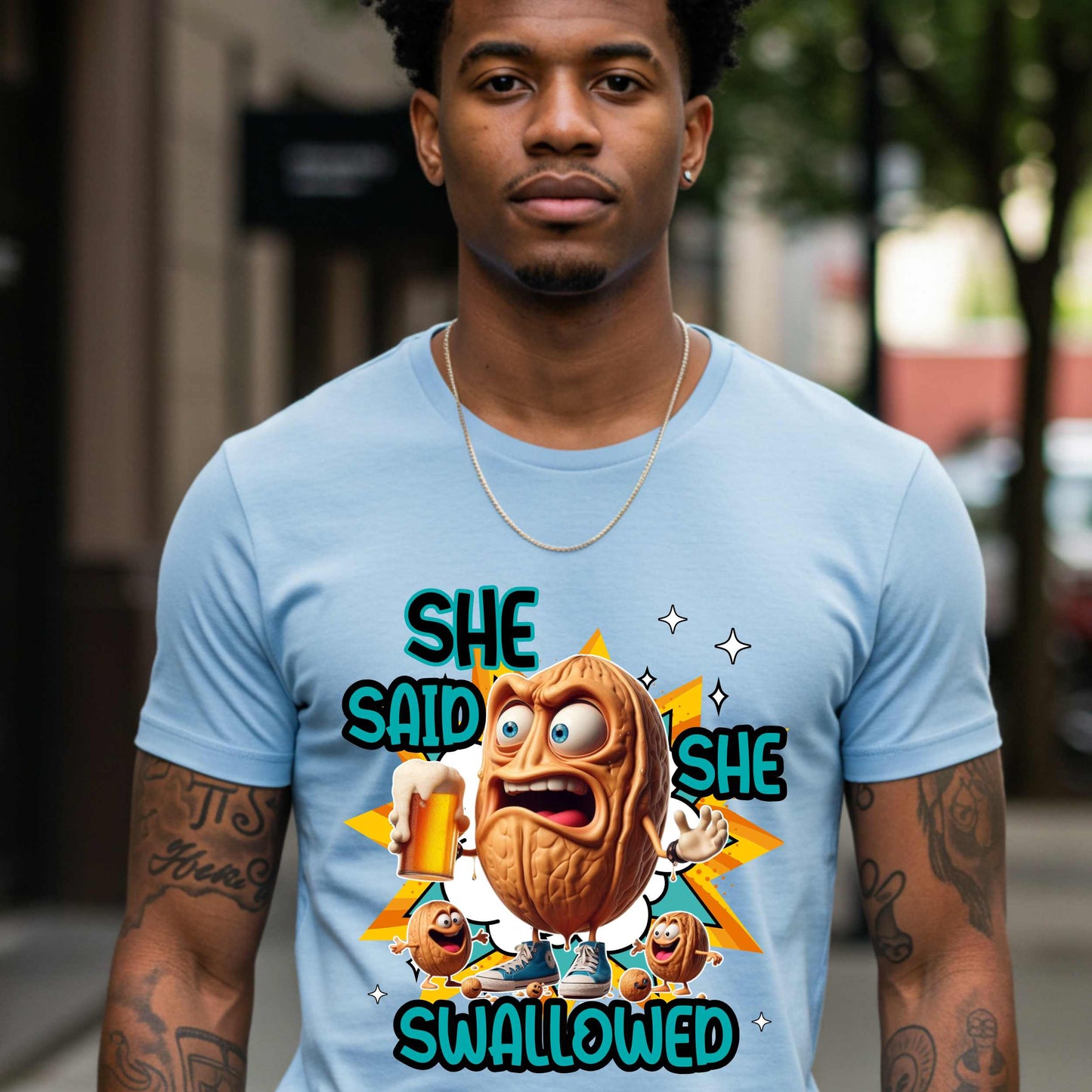 Funny Inappropriate Shirt, She Said She Swallowed Tee, Adult Humor Beer and Nuts Shirt, Dirty Joke Graphic Tee