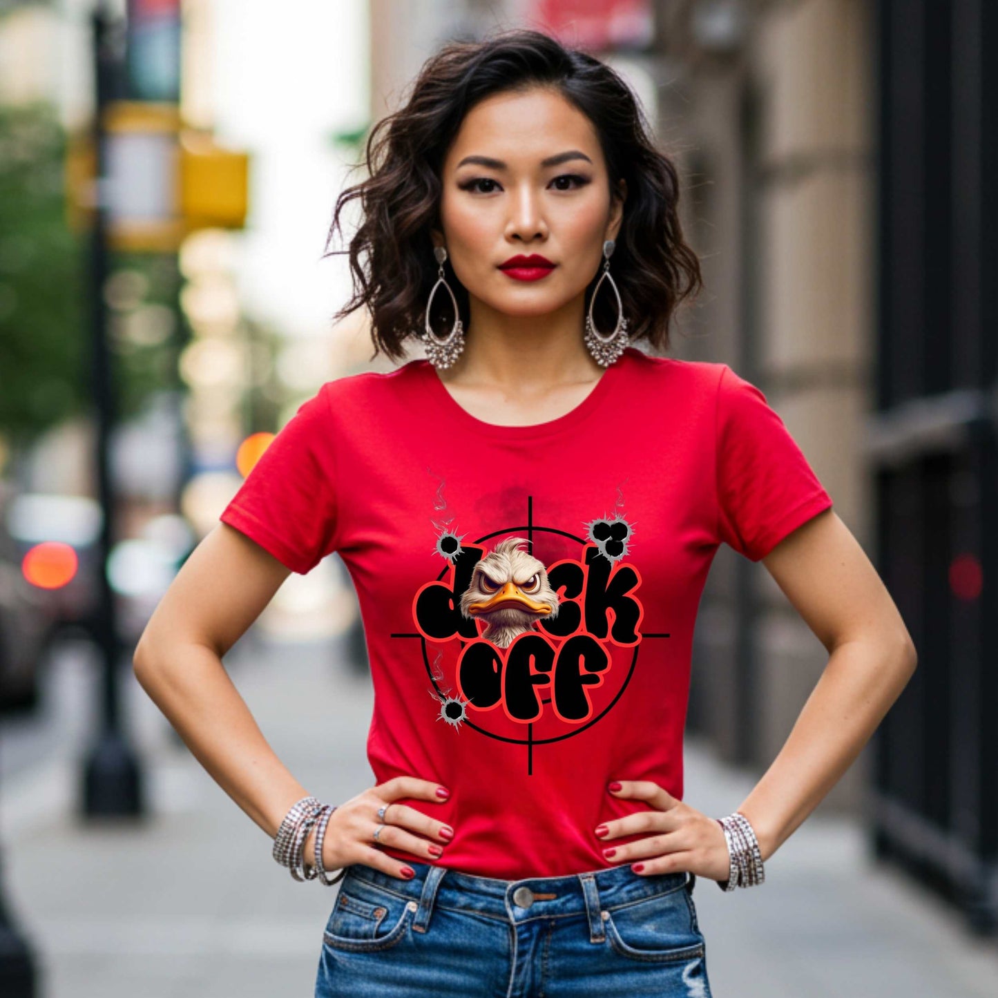 Funny Duck Off Unisex Softstyle T-Shirt - Sarcastic Graphic Tee, Grumpy Duck Tee