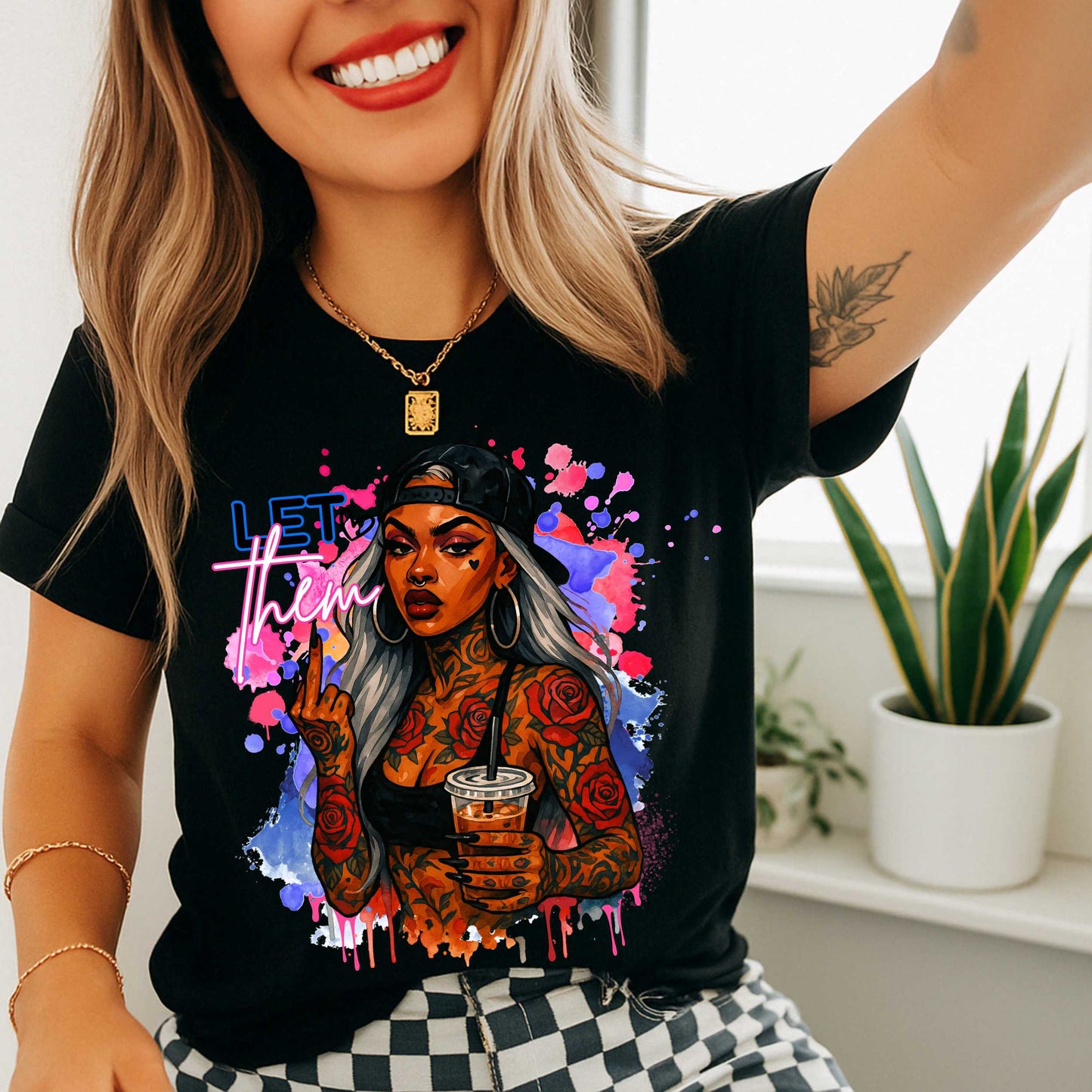 Let Them, Motivational Shirt, Bold Graphic Tee, Good Vibes Mental Health Awareness Shirt