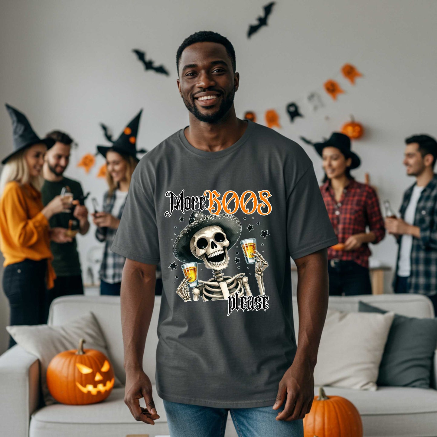Funny Sarcastic Halloween Skeleton Pun T-Shirt, More Boos Please Shirt, Dad Joke Apparel