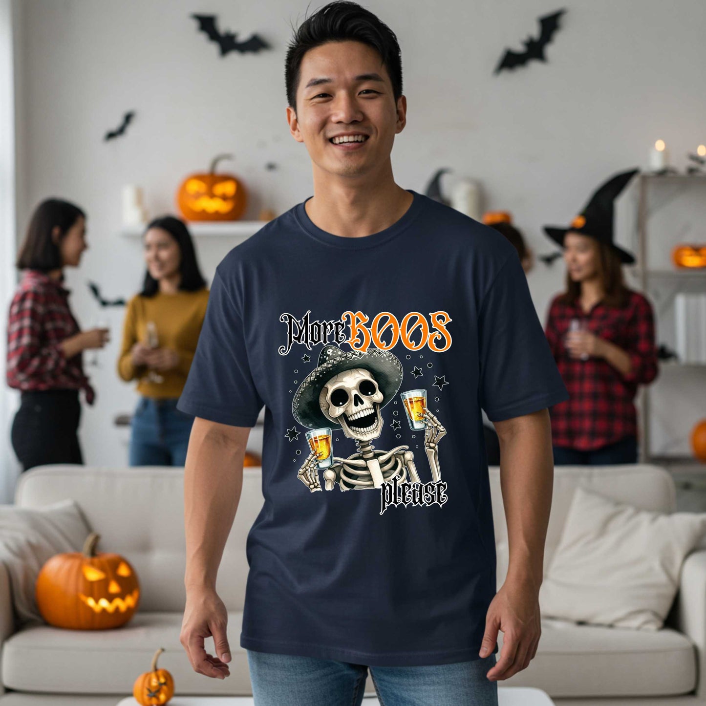 Funny Sarcastic Halloween Skeleton Pun T-Shirt, More Boos Please Shirt, Dad Joke Apparel