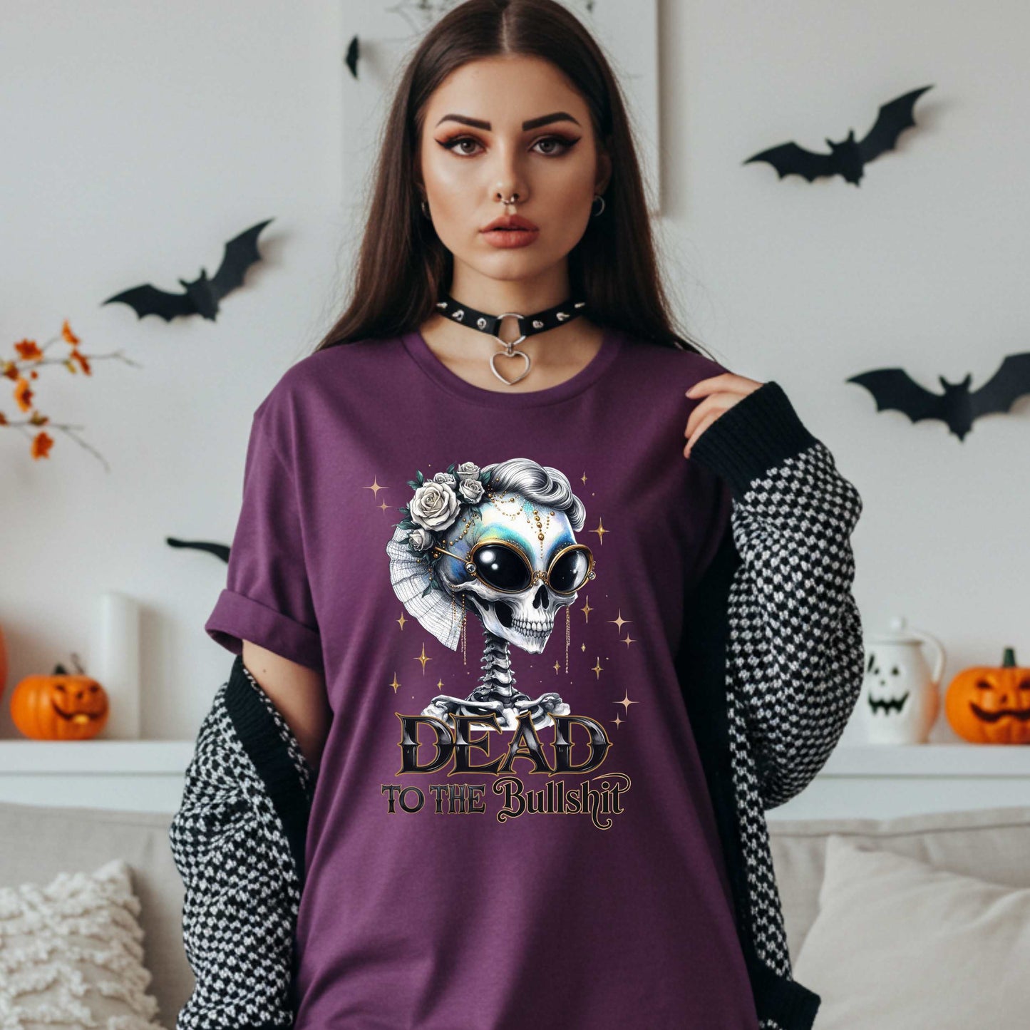 Funny Sarcastic Halloween Dead to the Bullshit T-Shirt, Unhinged Spooky Season Graphic Tee