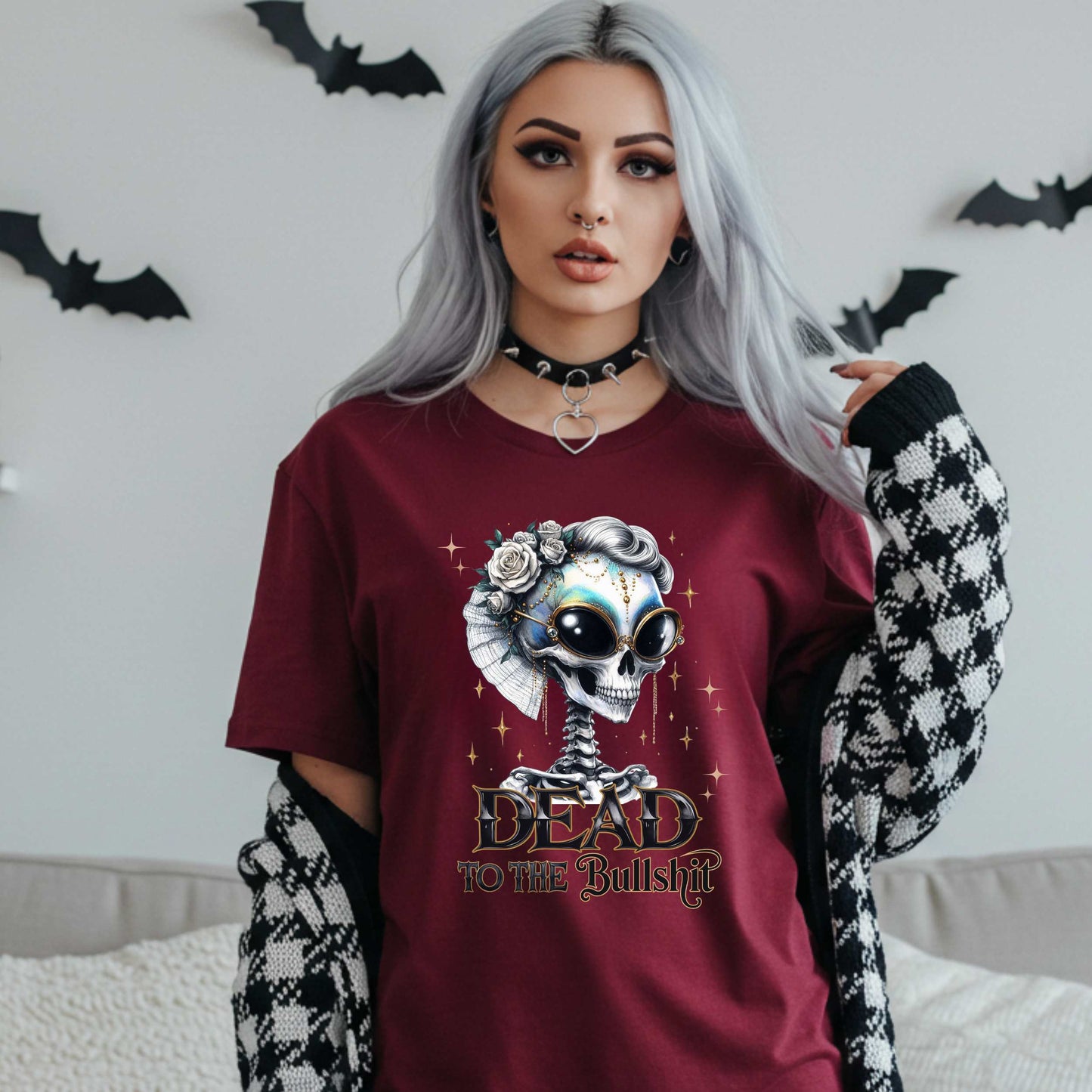 Funny Sarcastic Halloween Dead to the Bullshit T-Shirt, Unhinged Spooky Season Graphic Tee