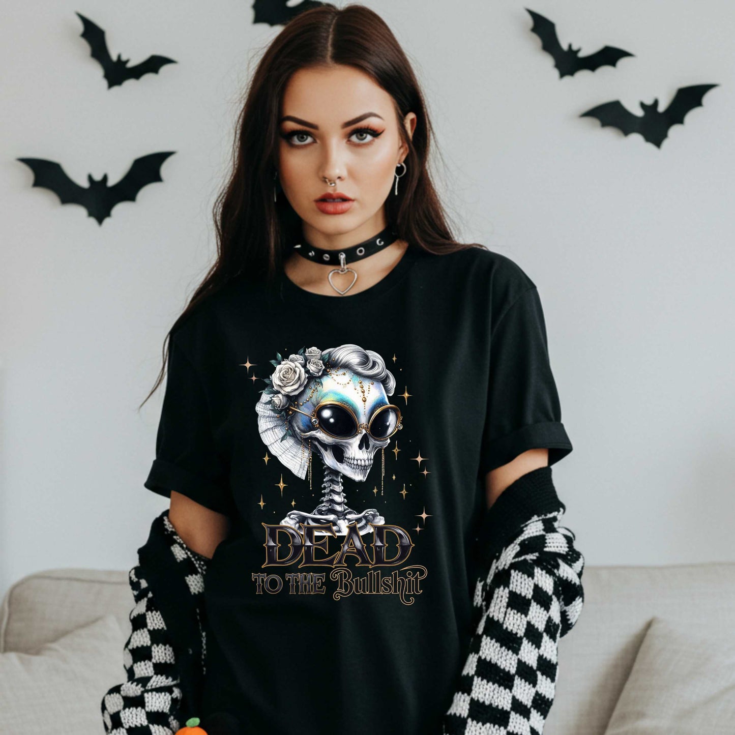 Funny Sarcastic Halloween Dead to the Bullshit T-Shirt, Unhinged Spooky Season Graphic Tee