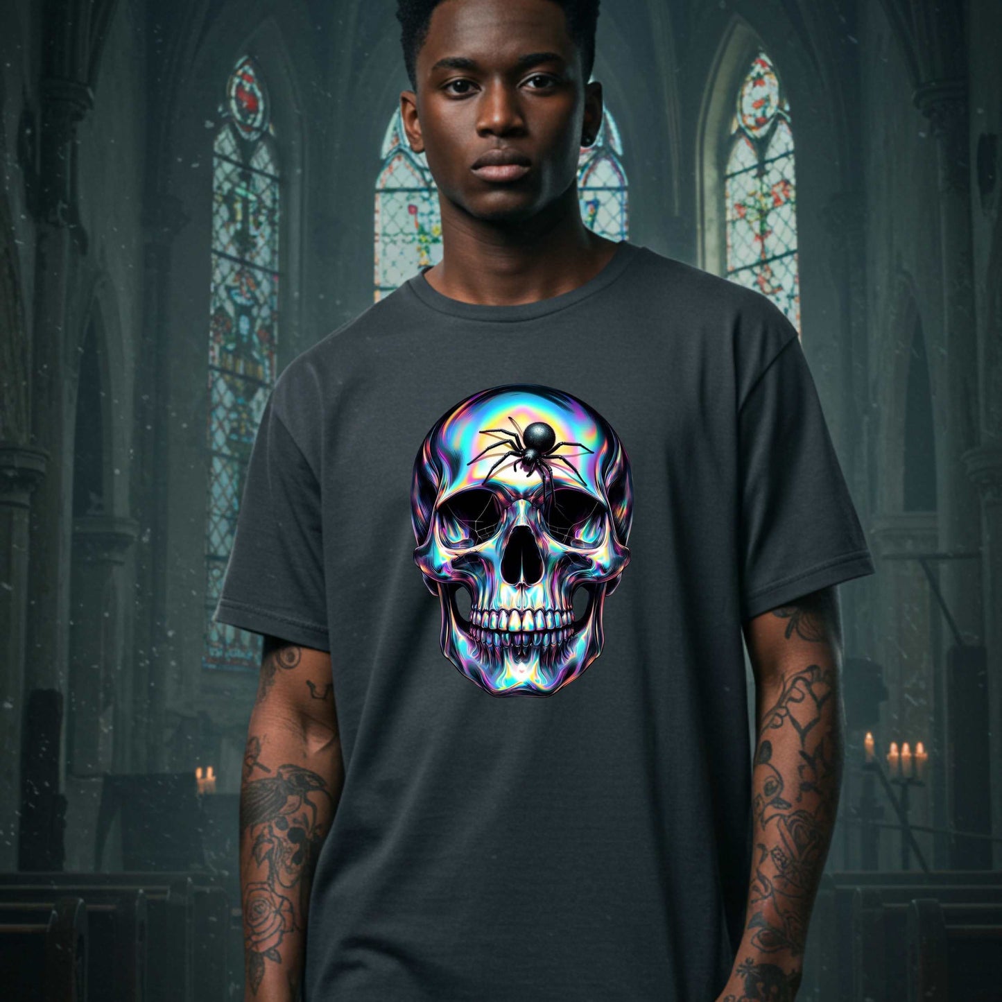 Halloween Sugar Skull Shirt, Unisex Gothic Rainbow Skull Tee for Halloween