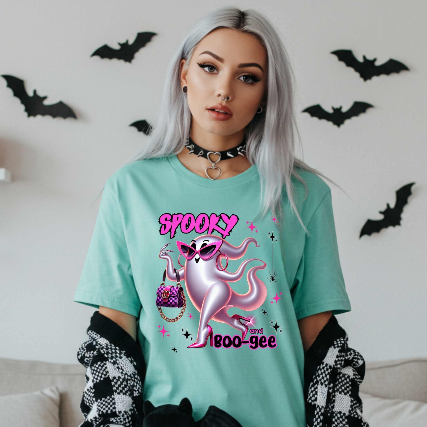 Funny Glam Halloween, Spooky and Boo-gee Shirt, Bougie Ghost Graphic Tee