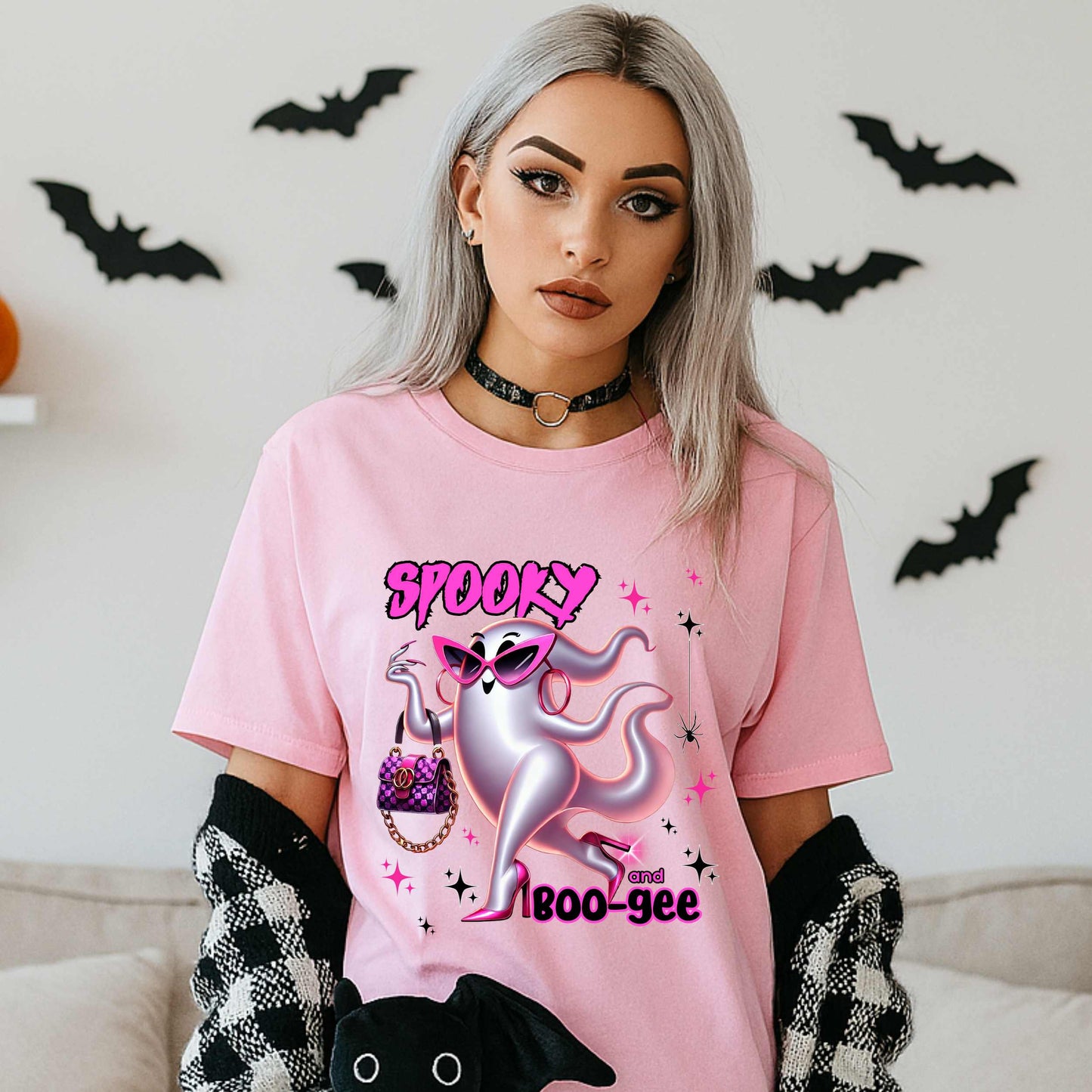 Funny Glam Halloween, Spooky and Boo-gee Shirt, Bougie Ghost Graphic Tee