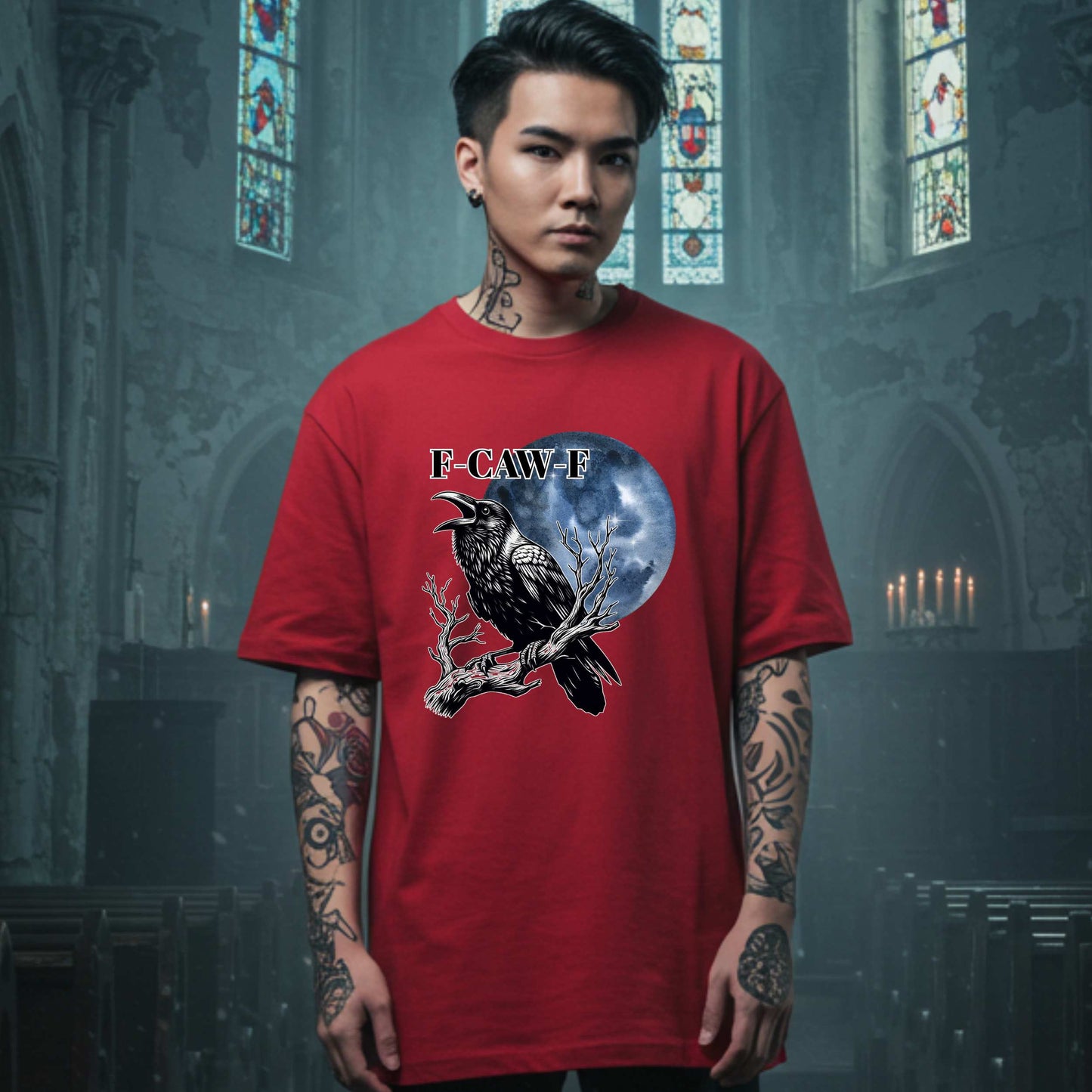 Unhinged Sarcastic F-CAW-F Shirt, Funny Gothic Crow Graphic Tee, Sarcastic Halloween Shirt