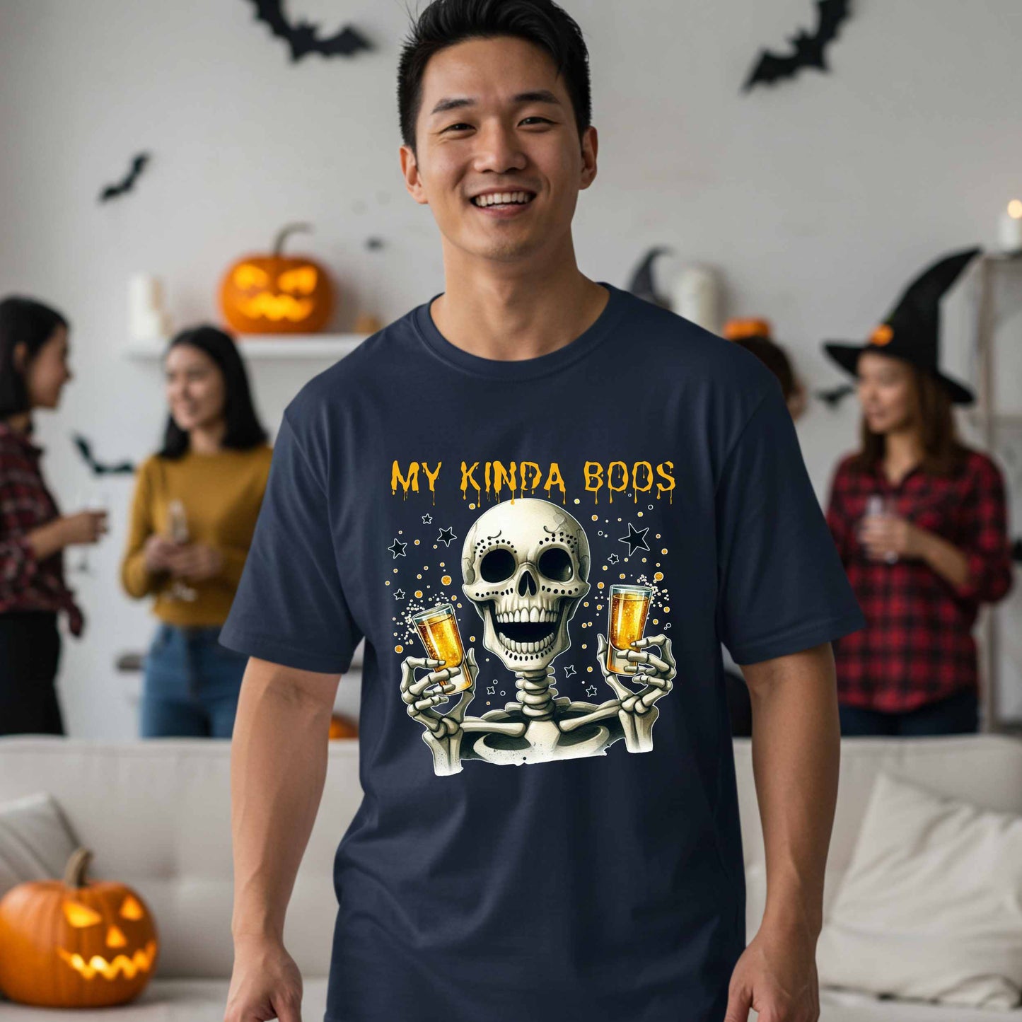 Halloween Drinking Graphic Tee, My Kinda Boos, Funny Halloween Party Graphic T Shirt