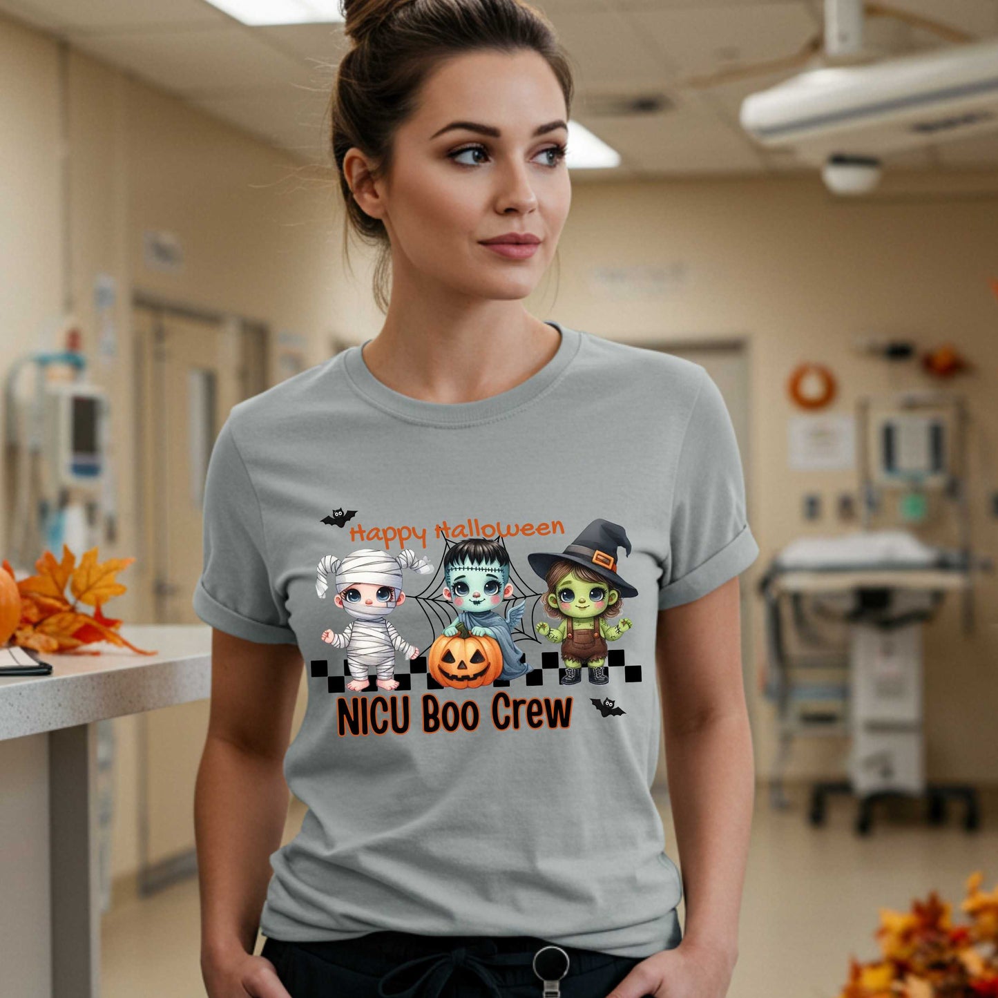 Calling all tiny patient protectors and ghoulishly good caregivers—this one's for the NICU Boo Crew! Featuring the cutest baby-sized monsters you've ever seen, this Halloween shirt is perfect for nurses who know that saving lives takes both heart and humor.