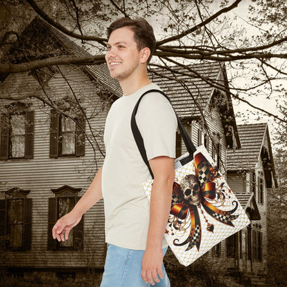 Gothic Halloween Skull Bow Reuseable Bag, Spooky Chic Trick or Treat Bag