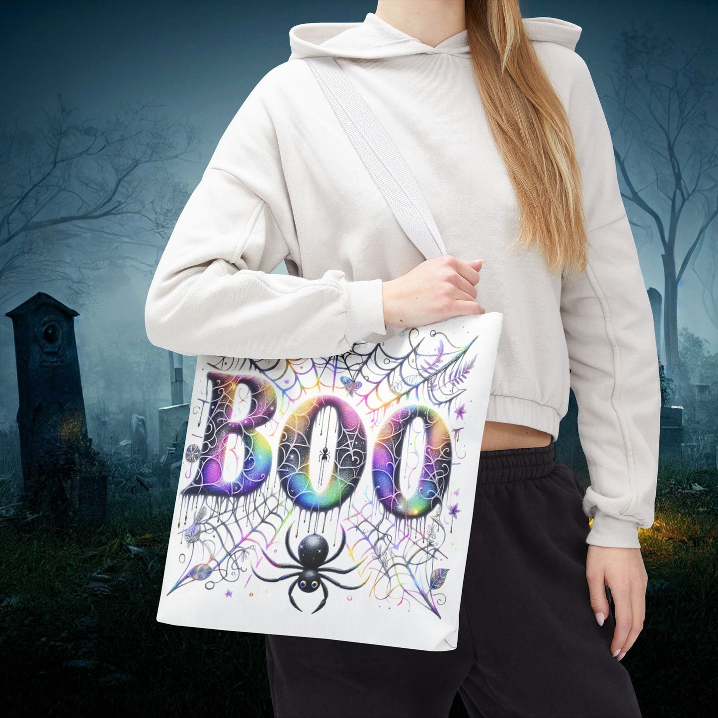 Halloween Tote Bag - 'Boo' Design, Spooky Season Reuseable Shopping Bag, Trick or Treat Tote