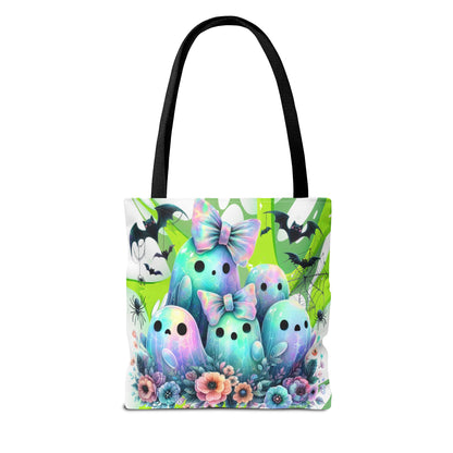 Whimsical Halloween Kids Trick or Treat Bag, Cute Pastel Ghost Halloween Tote, Reusable Glow-Inspired Candy Bag