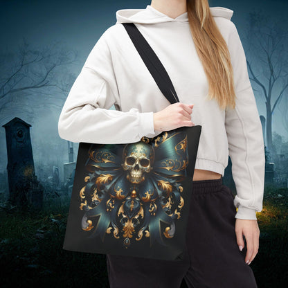 Gothic Skull Tote Bag, Edgy Handbag, Dark Academia Style, Unique Shopping Bag, Perfect for Halloween, Casual Everyday Use