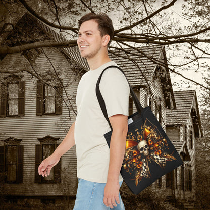 Gothic Skull Tote Bag, Edgy Shopping Bag, Halloween Accessory, Grunge Style, Boho Tote