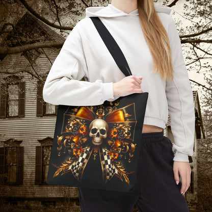 Gothic Skull Tote Bag, Edgy Shopping Bag, Halloween Accessory, Grunge Style, Boho Tote