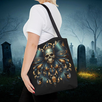 Gothic Skull Tote Bag, Edgy Handbag, Dark Academia Style, Unique Shopping Bag, Perfect for Halloween, Casual Everyday Use