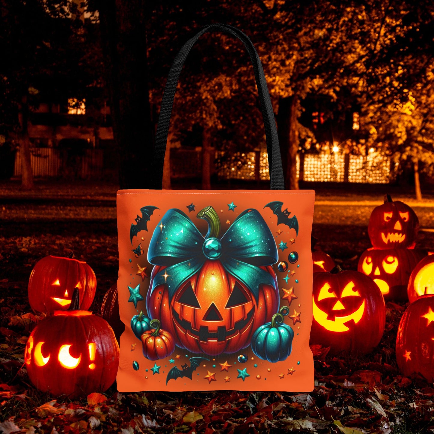 Halloween Spooky Season Pumpkin Tote Bag, Reusable Trick-or-Treat Bag