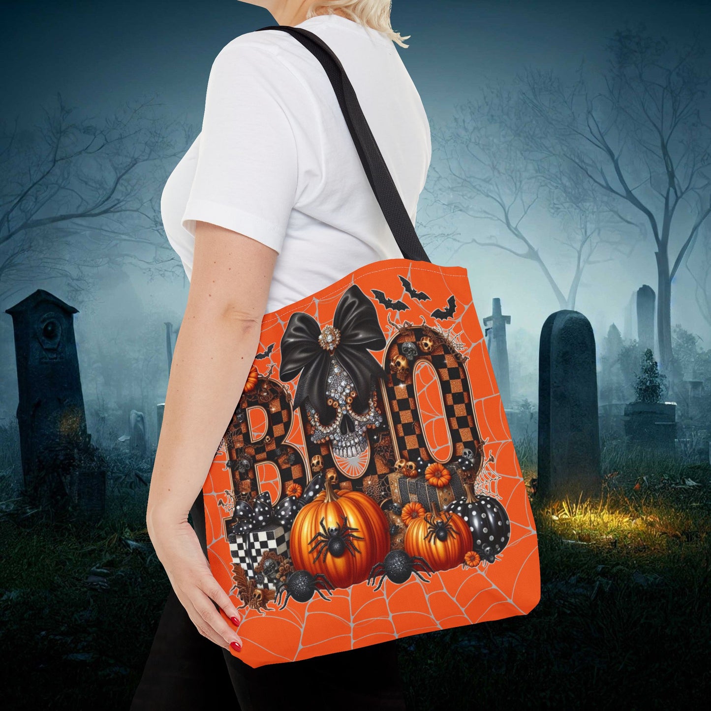 Halloween Tote Bag - ‘Boo’ Design, Spooky Gift for Trick-or-Treating, Eco-Friendly & Reuseable