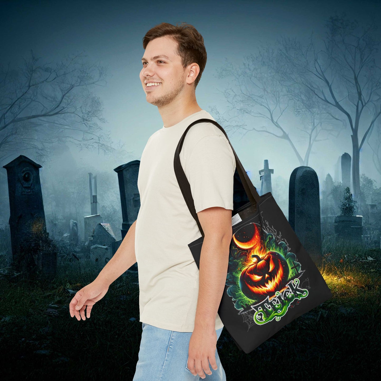 Halloween Spooky Season Tote Bag, Trick or Treat Double Sided Tote