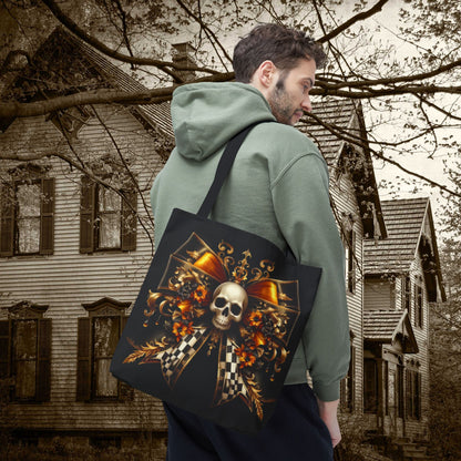 Gothic Skull Tote Bag, Edgy Shopping Bag, Halloween Accessory, Grunge Style, Boho Tote
