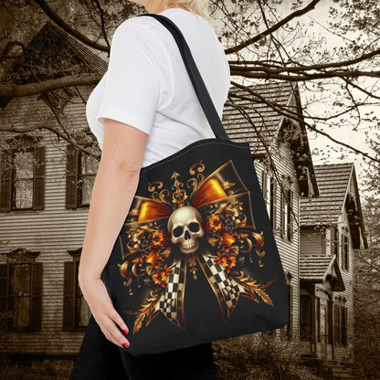 Gothic Skull Tote Bag, Edgy Shopping Bag, Halloween Accessory, Grunge Style, Boho Tote