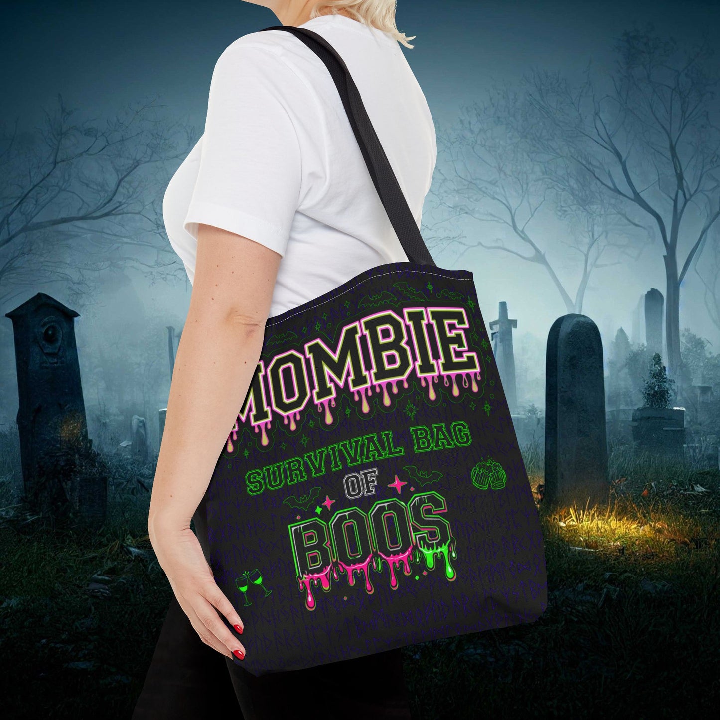 Halloween Reuseable Trick or Treat Tote Bag, Mombie Bag of Boos, Moms Halloween Gift
