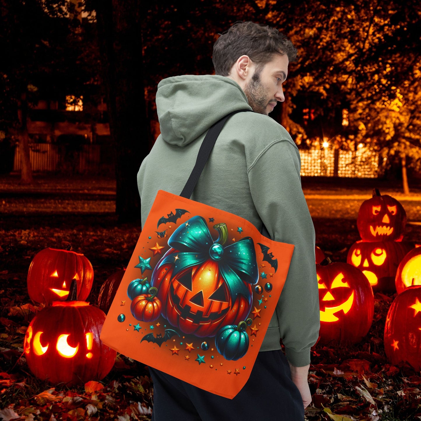 Halloween Spooky Season Pumpkin Tote Bag, Reusable Trick-or-Treat Bag