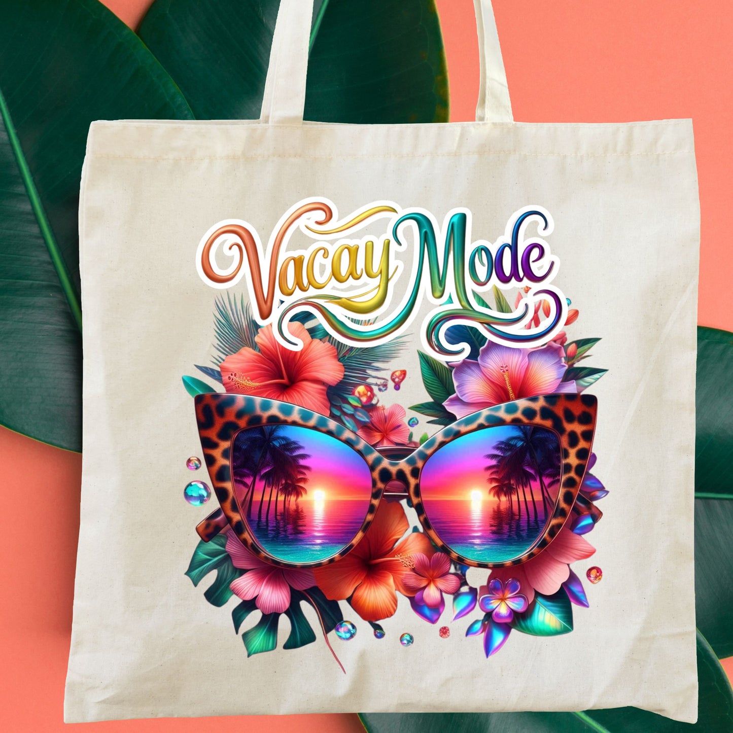 Salty Beach Vacay Mode, Hello Summer Tropical Beach Canvas Tote
