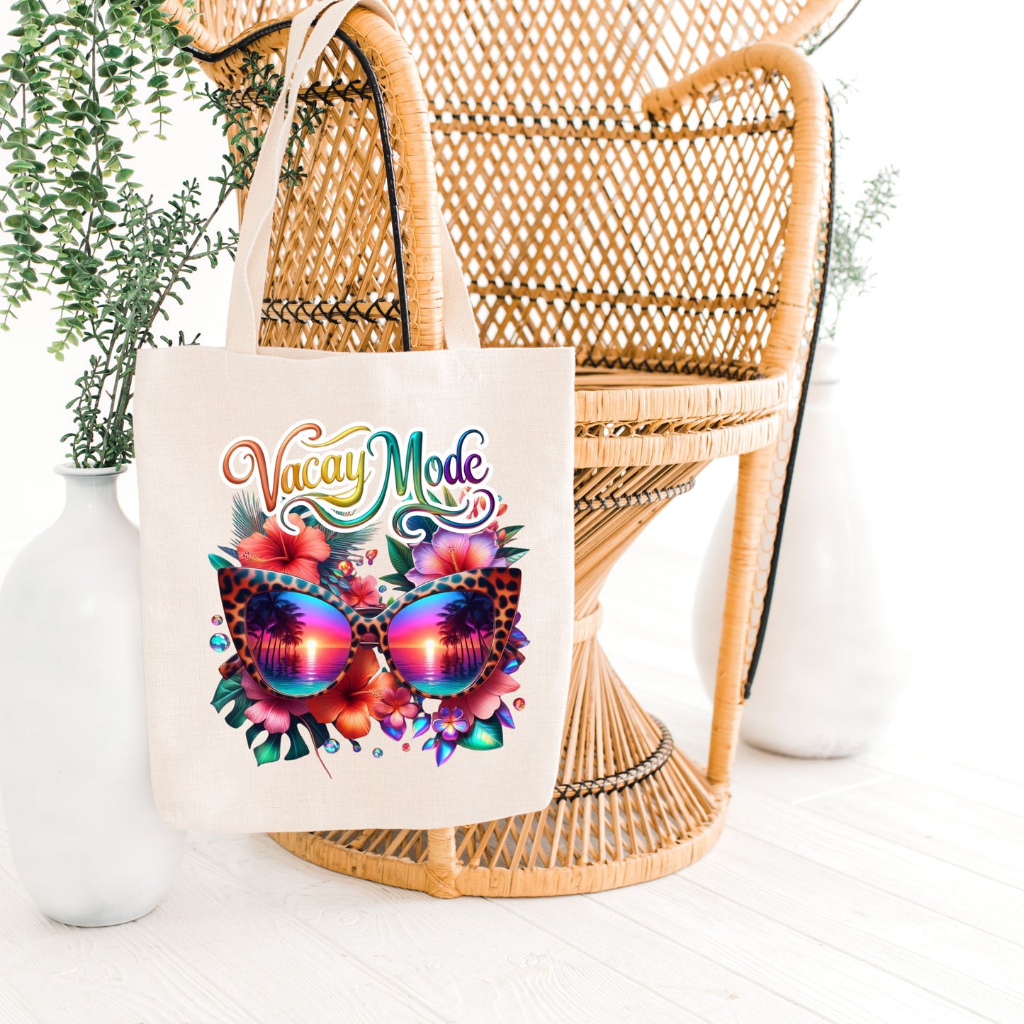 Salty Beach Vacay Mode, Hello Summer Tropical Beach Canvas Tote