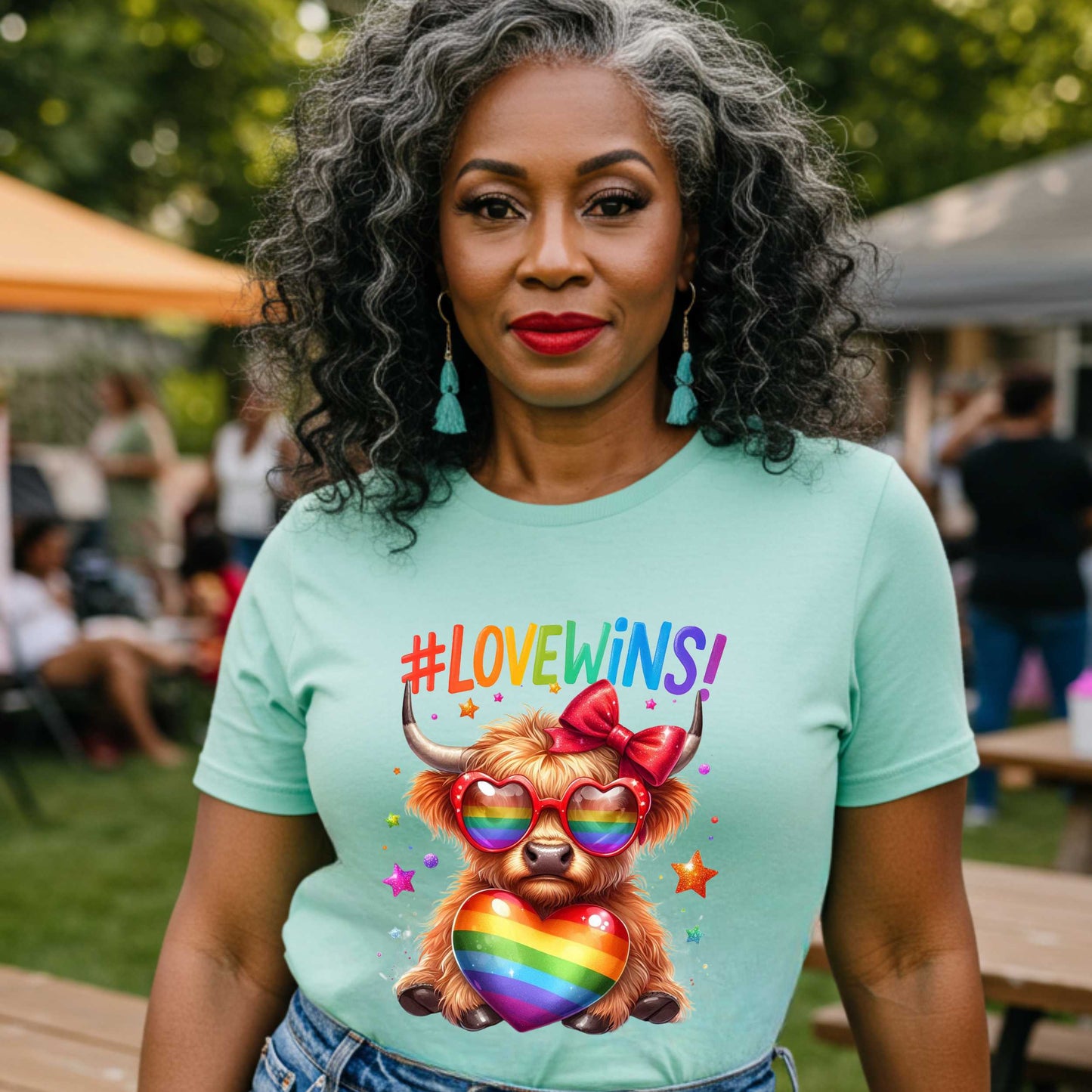 Love Wins, LGBTQ+ Rainbow Highland Cow Pride T-Shirt