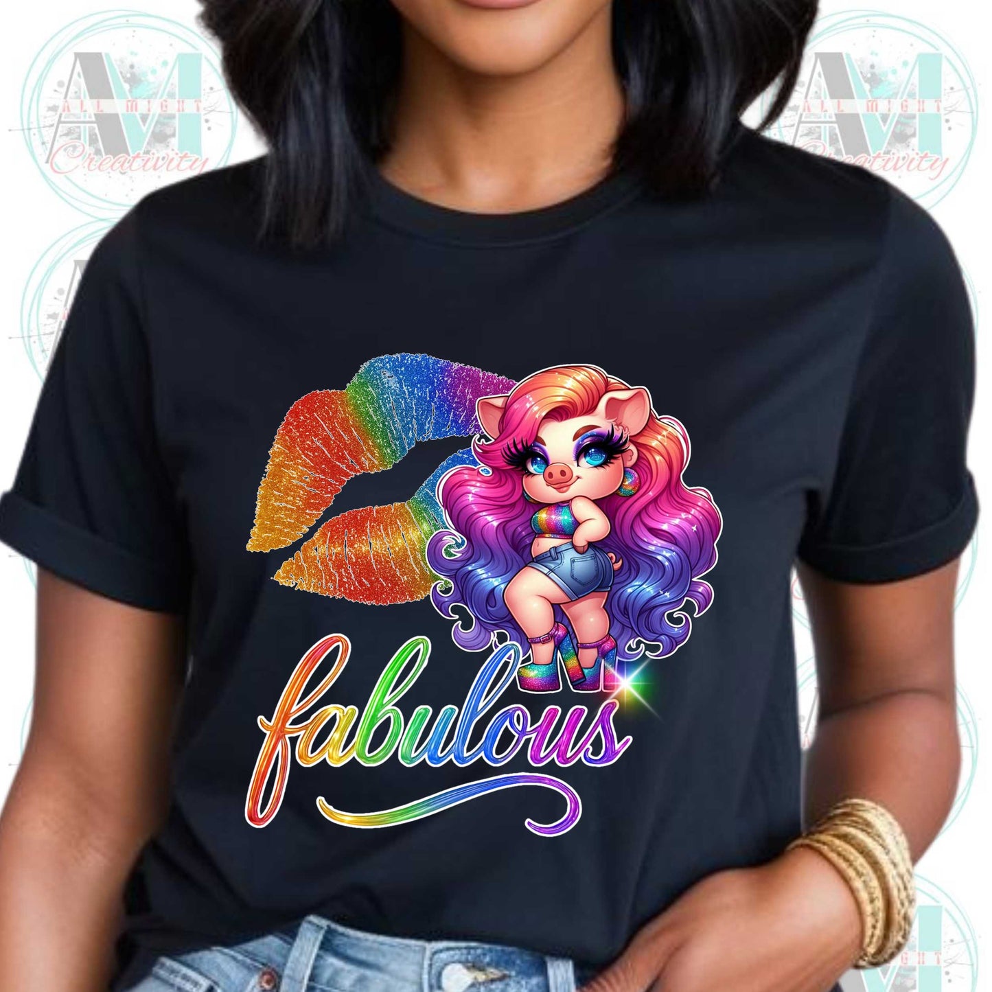 Subtle Pride, Rainbow Kiss LGBTQ+ Glitter Style Pride Shirt