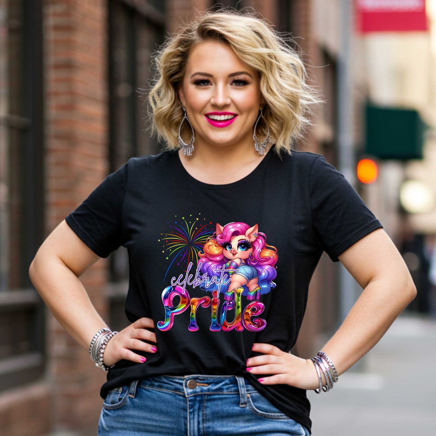 Celebrate Pride, LGBTQ+ Pride Month Glam Piggy Shirt