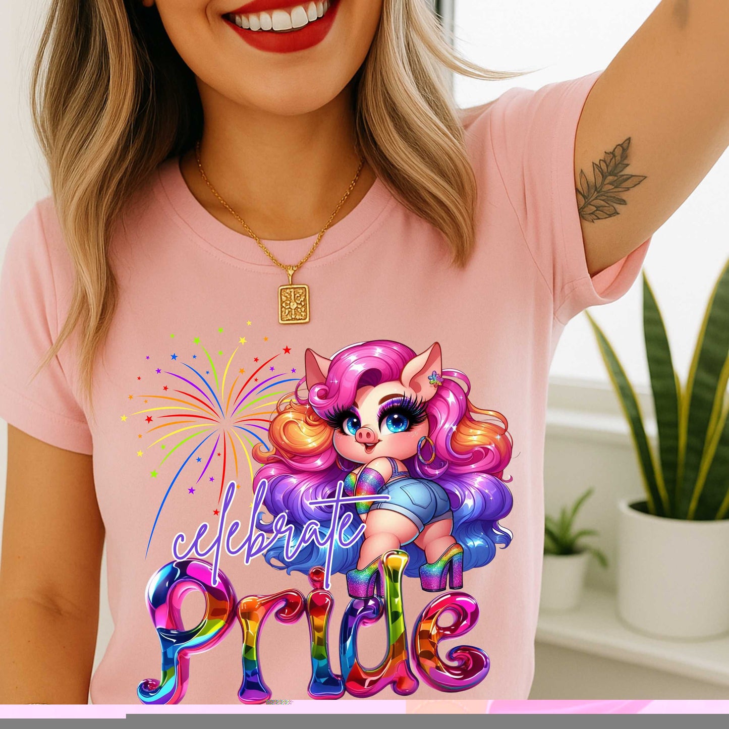Celebrate Pride, LGBTQ+ Pride Month Glam Piggy Shirt