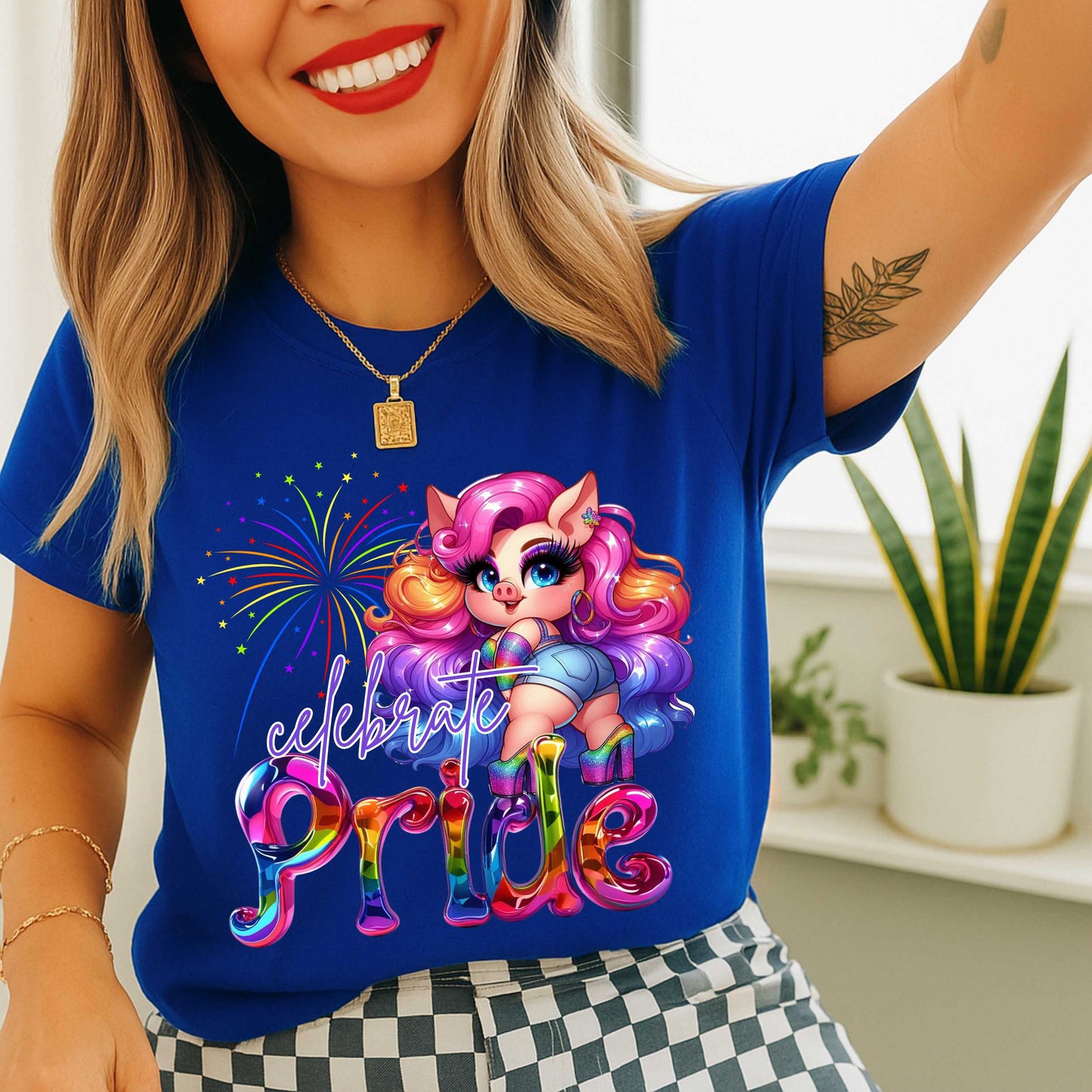 Celebrate Pride, LGBTQ+ Pride Month Glam Piggy Shirt