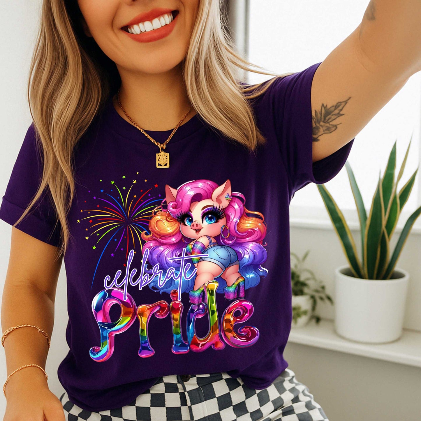 Celebrate Pride, LGBTQ+ Pride Month Glam Piggy Shirt