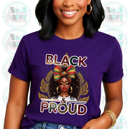 Black & Proud, Black Pride Unisex Softstyle T-Shirt, Royalty Black Queen Top