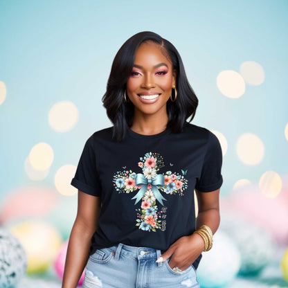 Floral Cross Tee, Faith T-Shirt, Christian Apparel
