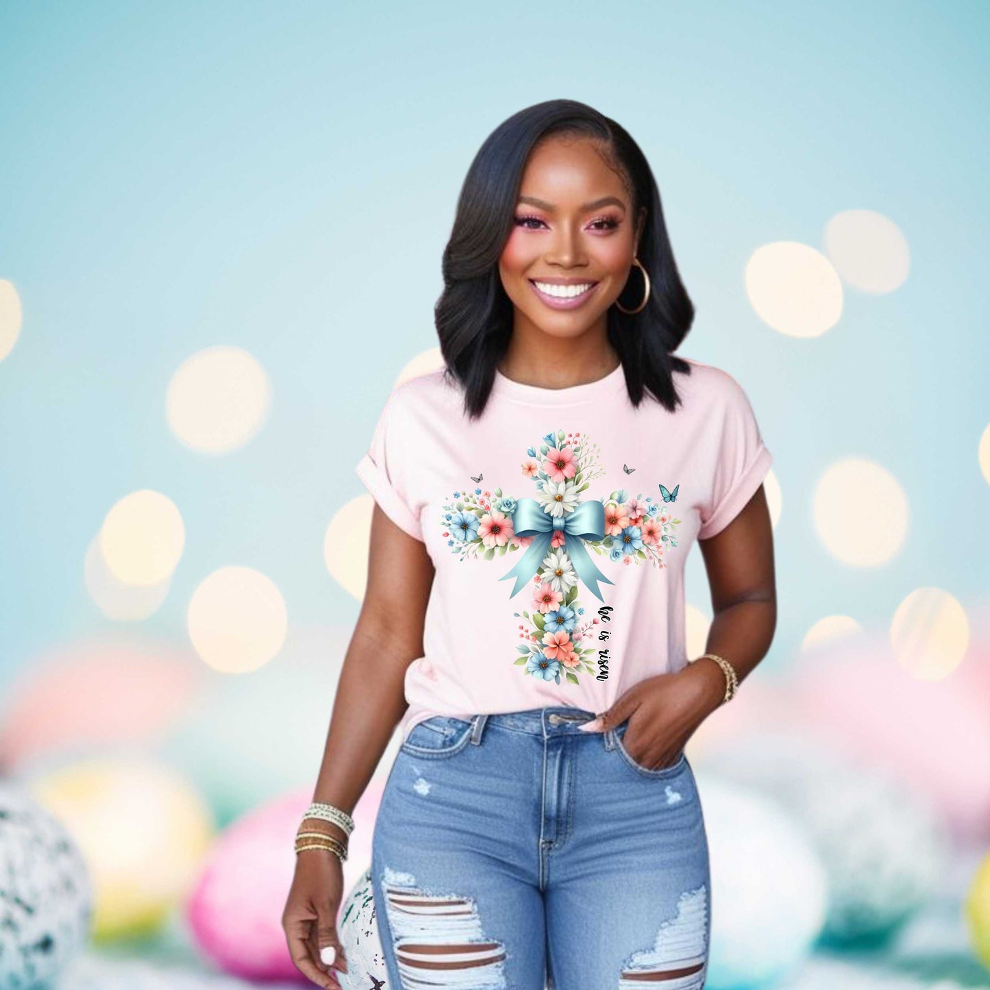 Floral Cross Tee, Faith T-Shirt, Christian Apparel