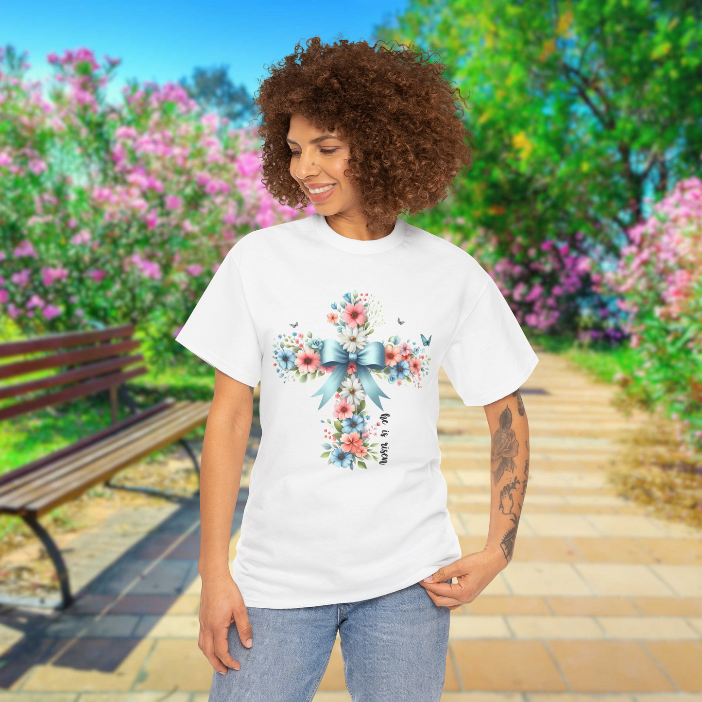 Floral Cross Tee, Faith T-Shirt, Christian Apparel