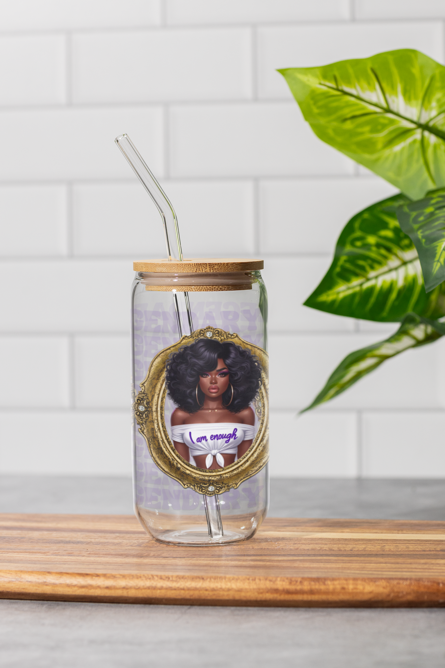 Legendary, Black Excellence, I Am Enough, Sipper Glass, 16oz