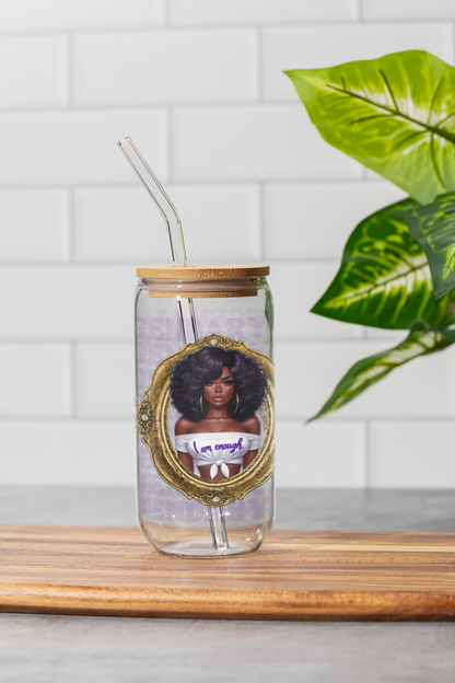 Legendary, Black Excellence, I Am Enough, Sipper Glass, 16oz