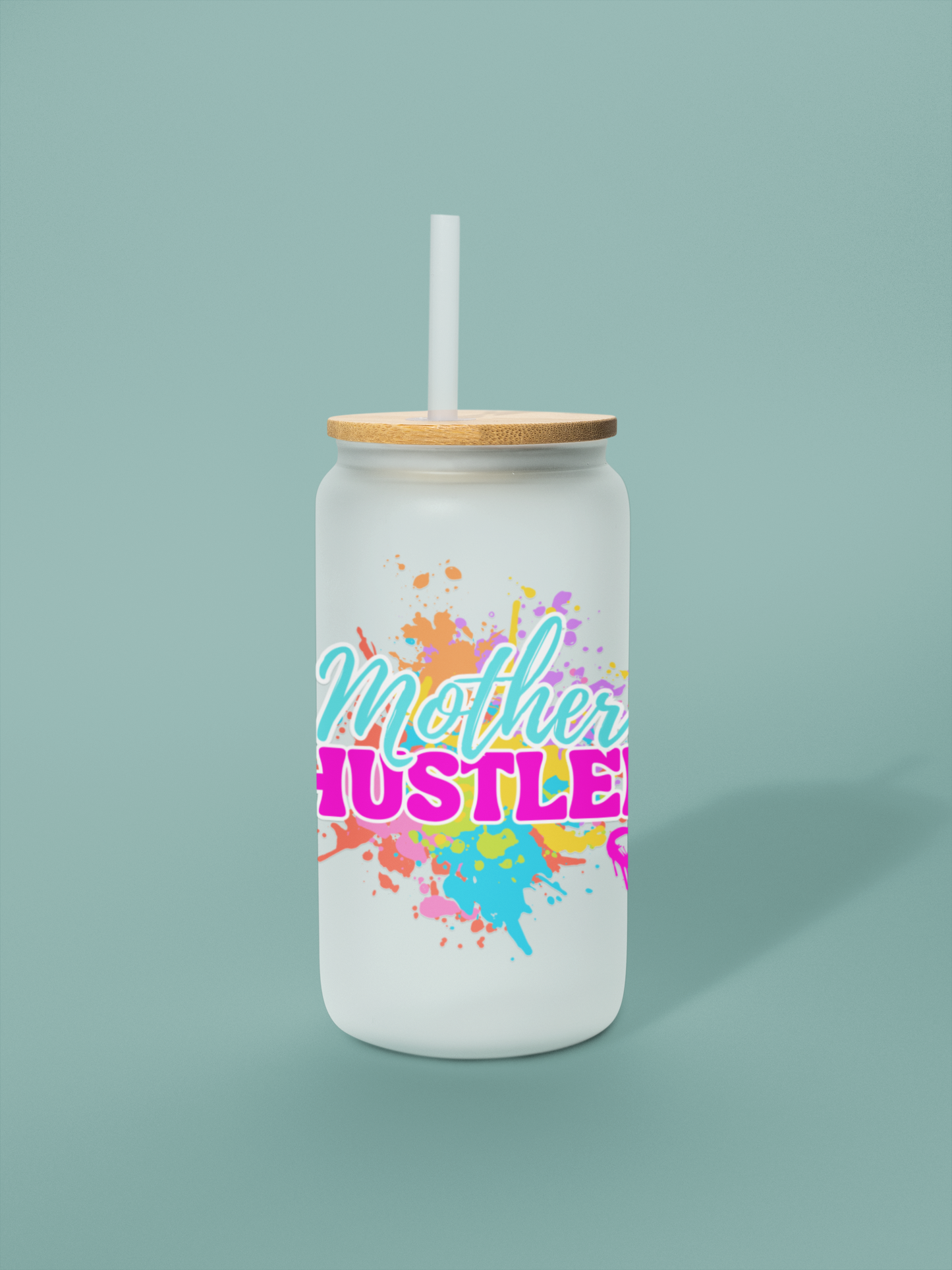 Mother Hustler Sipper Glass | 16oz Motivational Drinking Jar, Gift for Moms