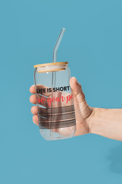 Funny Hidden Message, Sarcastic Glass Sipper Cup, Inspirational Sipper Glass 16oz